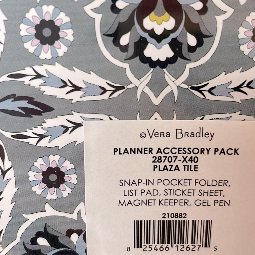 Vera Bradley Planner Accessory Pack Stickers Plaza Tile Floral Gray Purple NWT - Picture 8 of 8